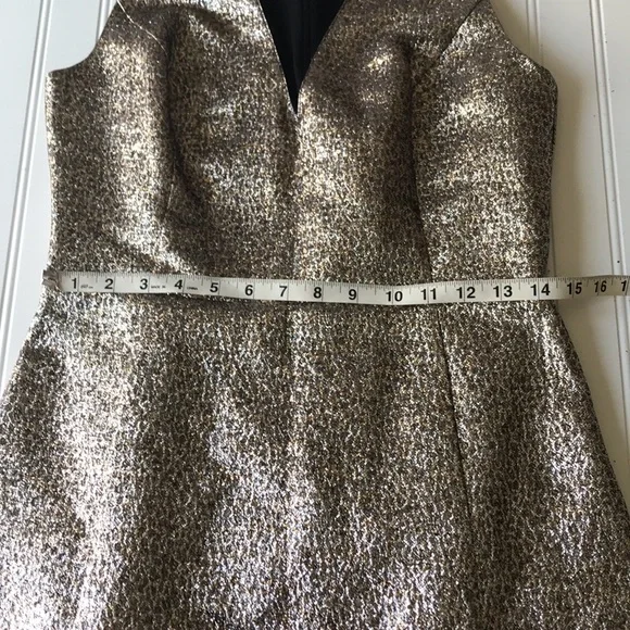 Sachin & Babi cocktail mini dress metallic gold silver black mesh sequin NWT - Picture 6 of 16